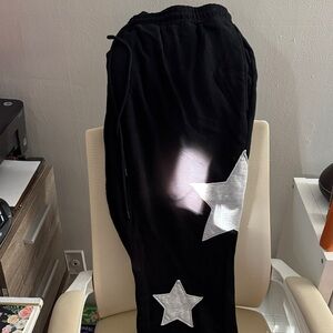 Fashion Nova Black Sweatpants with Silver Stars